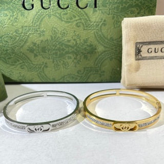 Gucci GG Crystal Bar Cuff Bracelet