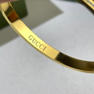 Gucci Logo Script Crystal Cuff Bracelet