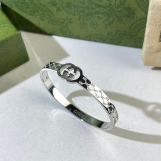 Gucci GG Monogram Engraved Cuff Bracelet