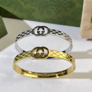 Gucci GG Monogram Engraved Cuff Bracelet