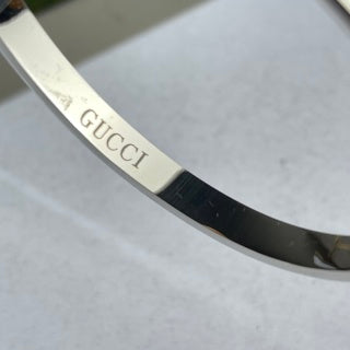Gucci GG Engraved Silver Cuff Bracelet
