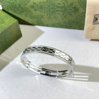 Gucci GG Engraved Pavé Line Cuff Bracelet