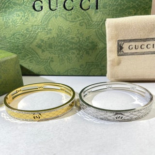 Gucci GG Engraved Pavé Line Cuff Bracelet