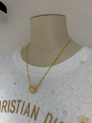 Dior Pearl Medallion CD Logo Necklace