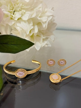 Dior Pearl Medallion CD Logo Necklace