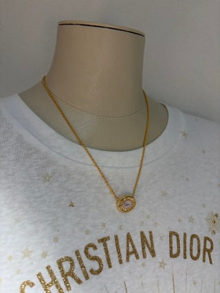 Dior Pearl Medallion CD Logo Necklace