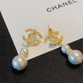 CHANEL Pearl Cascade Chain Drop Earrings