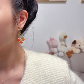 CHANEL Coral Charm Chain Drop Earrings
