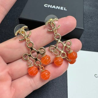 CHANEL Coral Charm Chain Drop Earrings