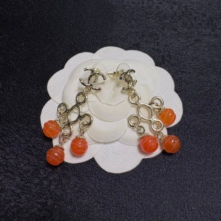CHANEL Coral Charm Chain Drop Earrings