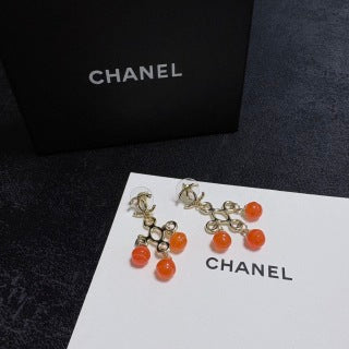 CHANEL Coral Charm Chain Drop Earrings