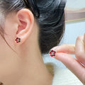CHANEL Rouge Blossom Enamel Stud Earrings