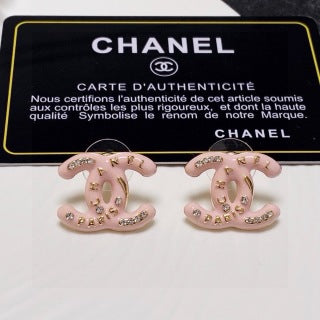 CHANEL Rosaline Crystal Logo Stud Earrings