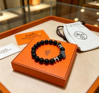 Hermès Obsidian H Bead Bracelet