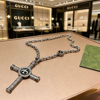 Gucci Cross Emblem Chain Pendant Necklace