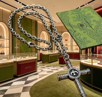Gucci Cross Emblem Chain Pendant Necklace
