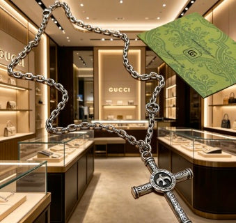 Gucci Cross Emblem Chain Pendant Necklace