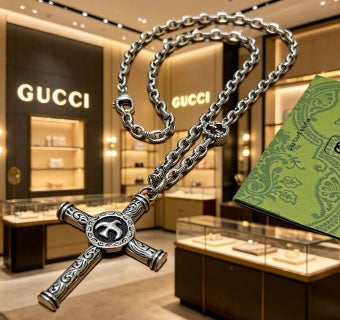 Gucci Cross Emblem Chain Pendant Necklace