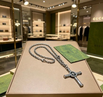 Gucci Cross Emblem Chain Pendant Necklace