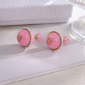 Dior Pink Enamel Pearl Medallion Stud Earrings