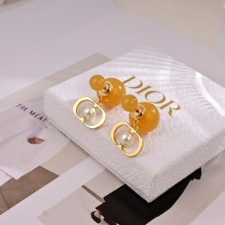 Dior Amber Pearl Orbital Stud Earrings