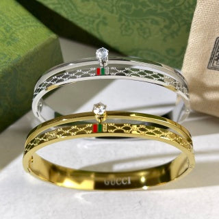 Gucci GG Floral Crystal Cuff Bracelet