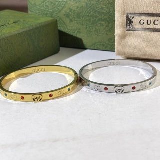 Gucci GG Colored Crystal Rivet Cuff Bracelet