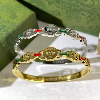 Gucci Interlocking G Tricolor Enamel Cuff Bracelet