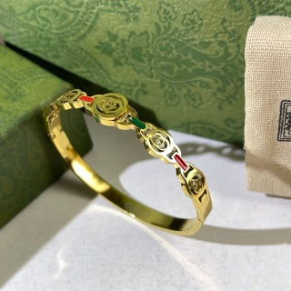 Gucci Interlocking G Tricolor Enamel Cuff Bracelet