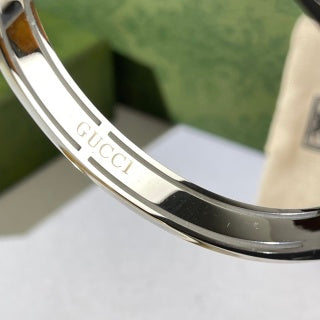 Gucci Interlocking G Web Stripe Rectangular Plaque Cuff Bracelet