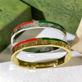 Gucci Web Stripe GG Engraved Crystal Line Cuff Bracelet