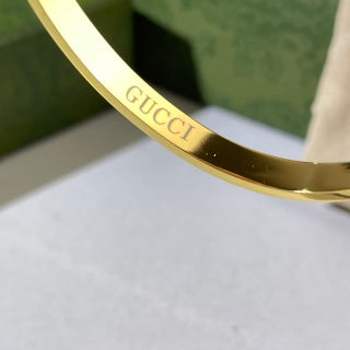 Gucci Web Stripe Crystal Medallion Cuff Bracelet