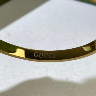 Gucci Web Stripe Pavé Edge Slim Cuff Bracelet