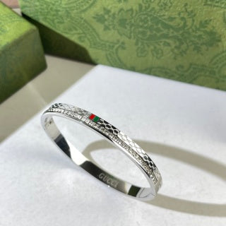 Gucci Web Stripe Pavé Edge Slim Cuff Bracelet