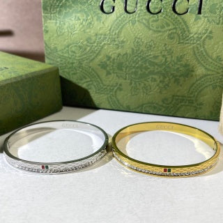 Gucci Web Stripe Pavé Edge Slim Cuff Bracelet