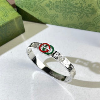 Gucci Interlocking G Web Stripe Oval Medallion Cuff Bracelet