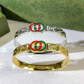 Gucci Interlocking G Web Stripe Oval Medallion Cuff Bracelet
