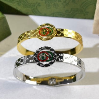 Gucci Interlocking G Web Stripe Medallion Crystal Cuff Bracelet