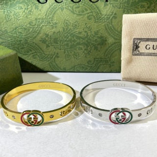 Gucci Interlocking G Web Stripe Duo Cuff Bracelet