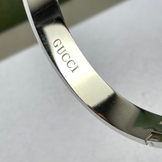 Gucci Interlocking G Web Stripe Floral Link Cuff Bracelet