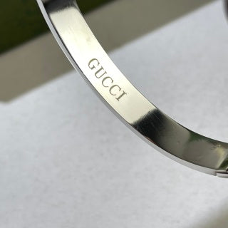Gucci Interlocking G Web Stripe Engraved Cuff Bracelet