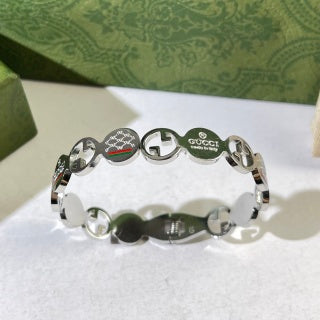 Gucci Interlocking G Scalloped Crystal Edge Cuff Bracelet