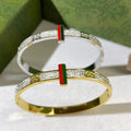 Gucci Web Stripe Crystal Plaque Cuff Bracelet