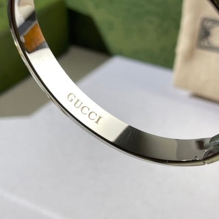 Gucci Interlocking G Web Stripe Enamel Logo Cuff Bracelet