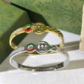 Gucci Interlocking G Web Stripe Crystal Cuff Bracelet