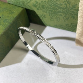Gucci Interlocking G Mini Crystal Line Slim Cuff Bracelet