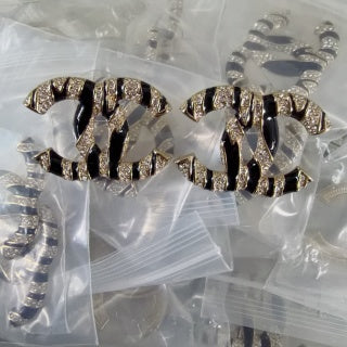 Chanel Two-Tone Signature CC Stud Earrings