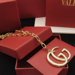 Gucci Interlocking G Drop Pendant Link Chain Necklace