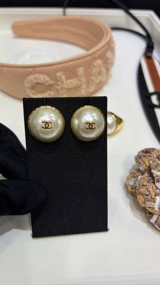 Chanel Timeless Pearl CC Stud Earrings