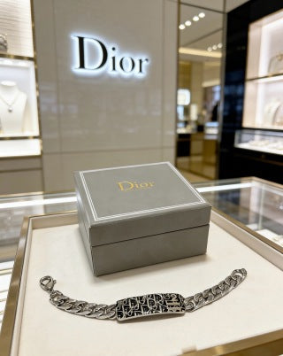 Dior Oblique Engraved Bar Chain Bracelet